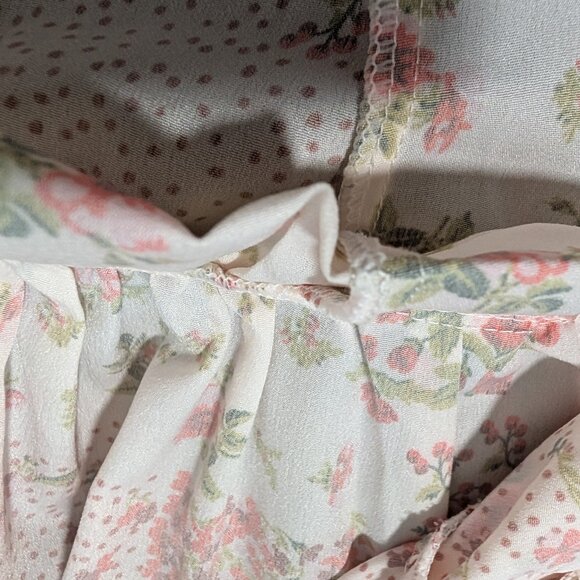 To My Lovers Womens Size L White Red Floral Cherries Puff Sleeve Dress Altered? - Picture 10 of 12